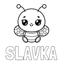 Online izdelana pobarvanka - Pobarvanka imena SLAVKA in otroška pobarvanka ljubke čebele