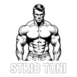 Online izdelana pobarvanka - Pobarvanka imena STRIC TONI in pobarvanka bodybuilder-ja