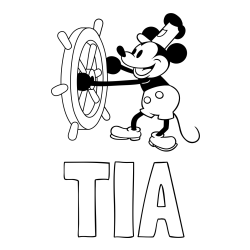 Online izdelana pobarvanka - Pobarvanka imena TIA in pobarvanka Miki Miške (Mickey Mouse)