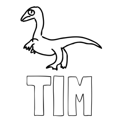 Online izdelana pobarvanka - Pobarvanka imena TIM in pobarvanka žalostnega dinozavra