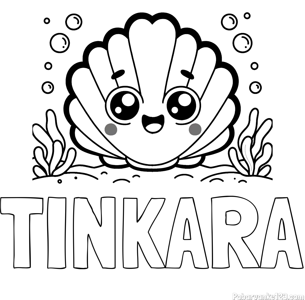 Pobarvanka imena TINKARA in pobarvanka nasmejane školjke