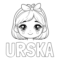 Online izdelana pobarvanka - Pobarvanka imena URSKA in pobarvanka obraza ljubke punčke
