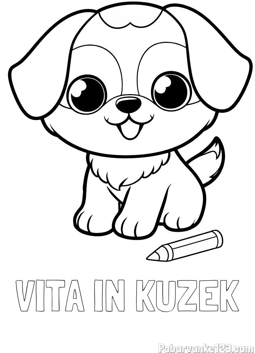 Pobarvanka imena VITA IN KUŽEK in pobarvanka prikupnega kužka