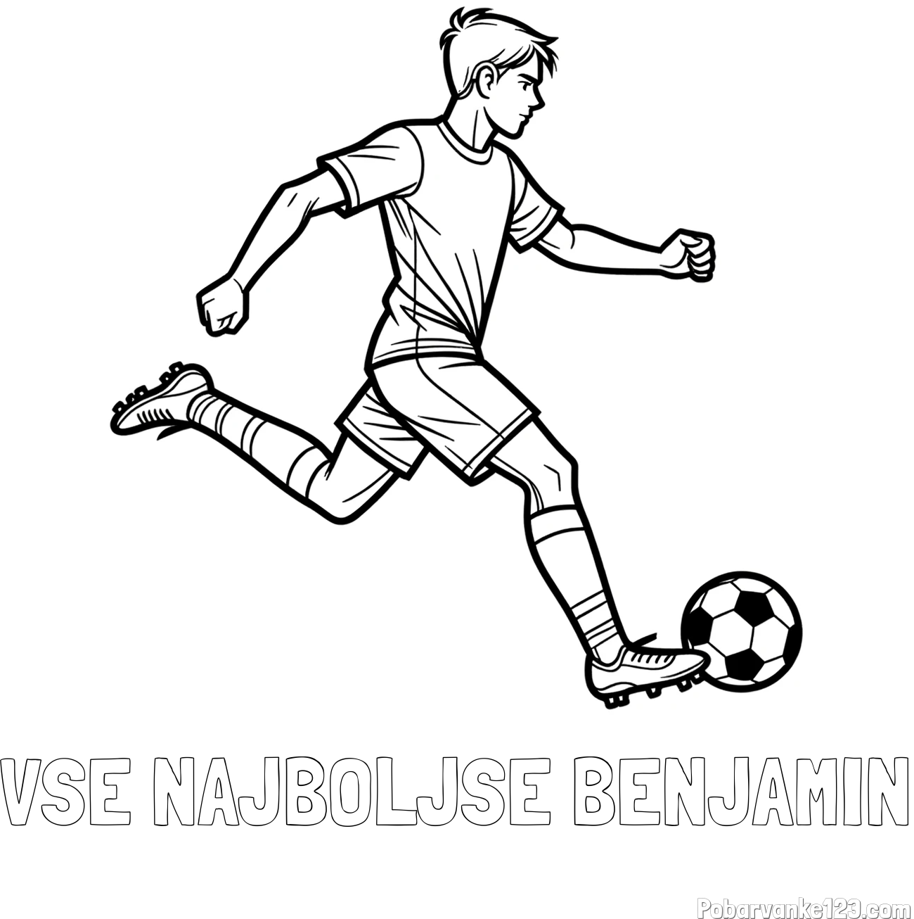 Pobarvanka imena VSE NAJBOLJŠE BENJAMIN in pobarvanka nogometaša v napadu