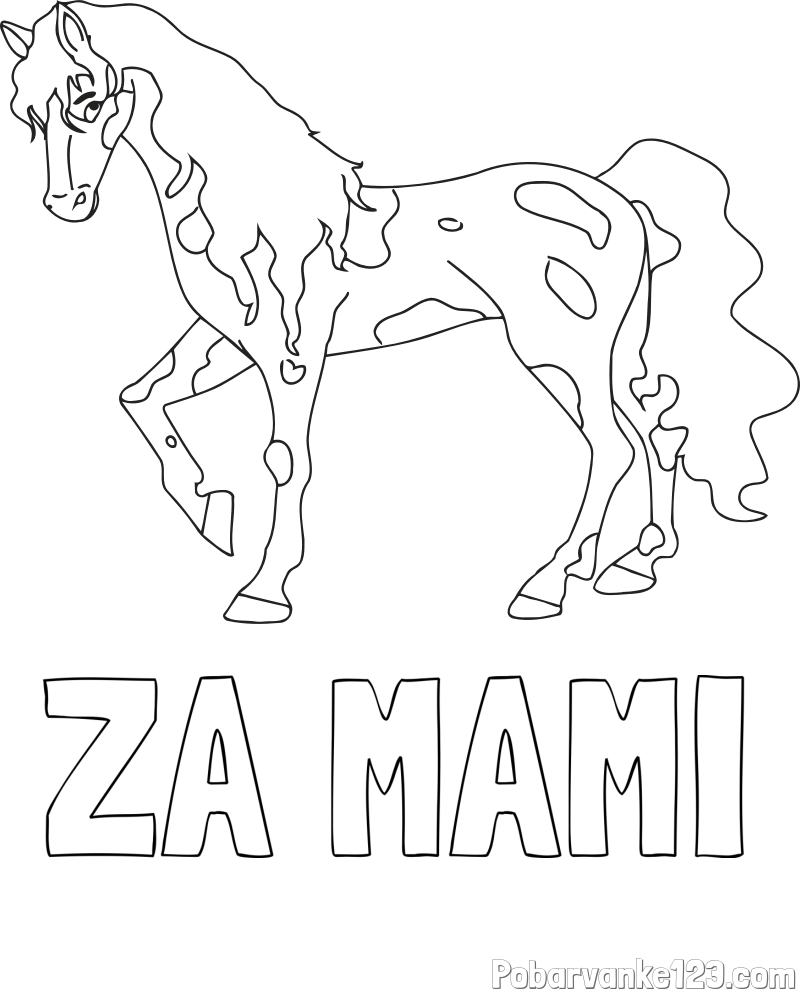Pobarvanka imena ZA MAMI in pobarvanka lisastega konja