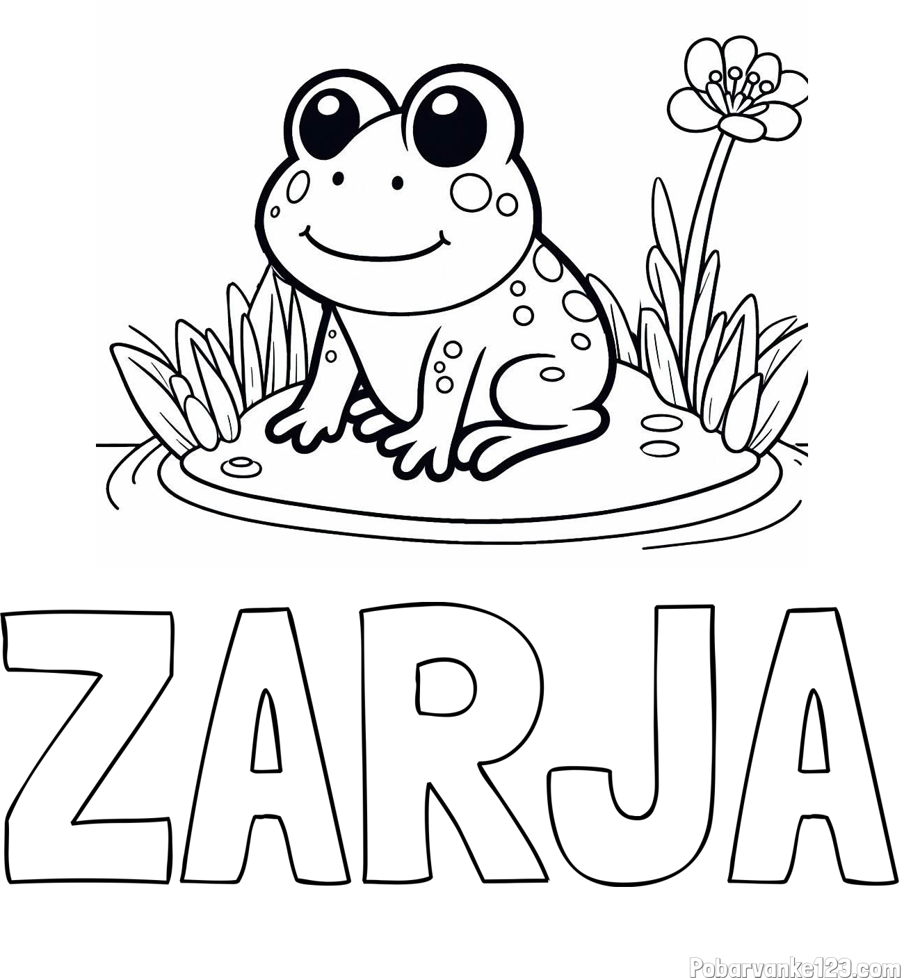 Pobarvanka imena ZARJA in pobarvanka žabe