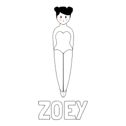 Online izdelana pobarvanka - Pobarvanka imena ZOEY in enostavna pobarvanka baletke