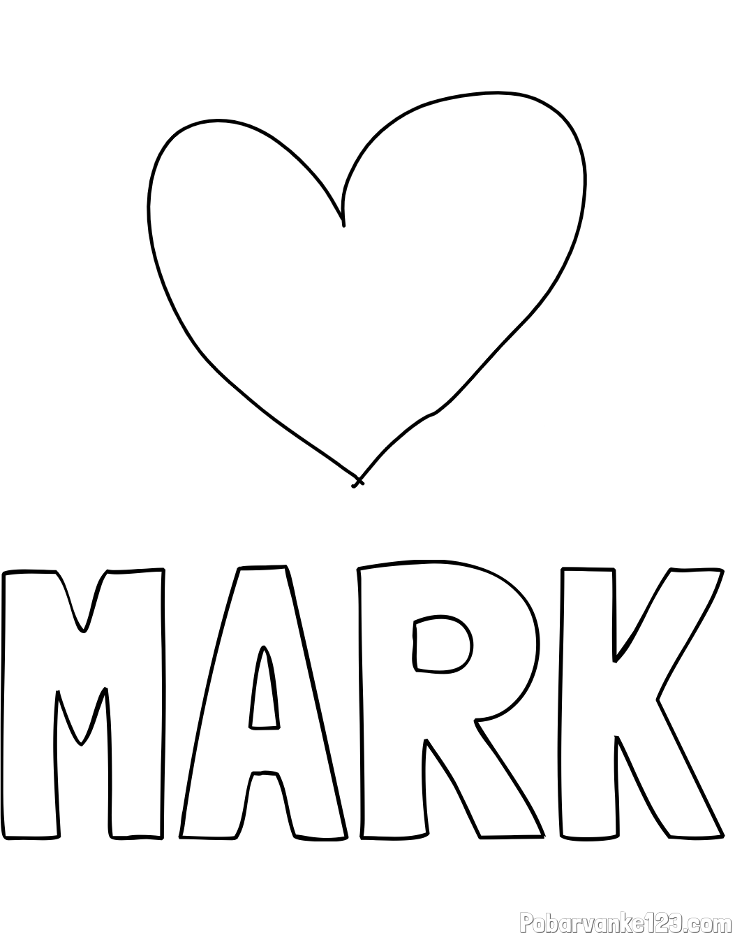 Pobarvanka imena MARK in srček
