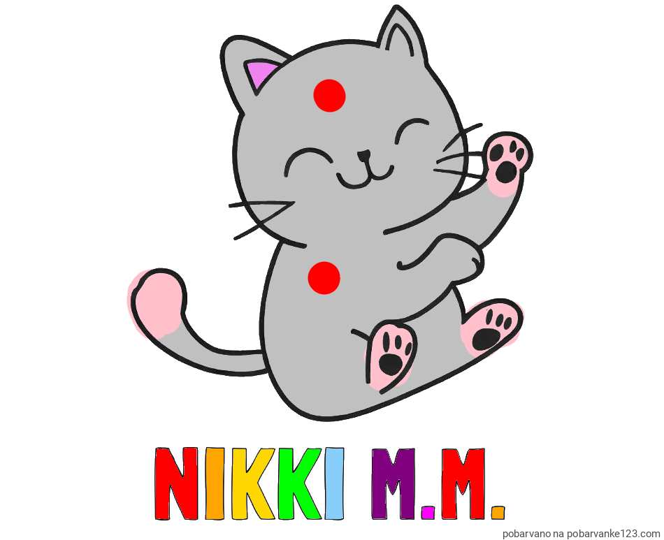 POBARVANA POBARVANKA - Pobarvanka imena NIKKI M.M. in pobarvanka razigranega mucka