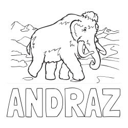 Online izdelana pobarvanka - Pobarvanka imena ANDRAŽ in pobarvanka mamut
