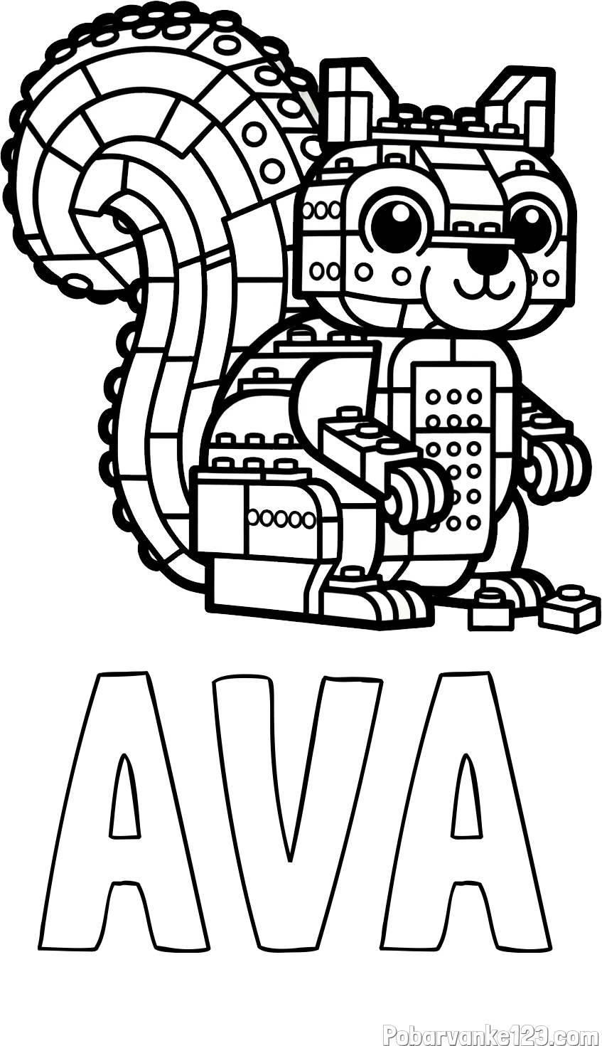 Pobarvanka imena AVA in pobarvanka LEGO veverice