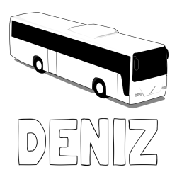 Online izdelana pobarvanka - Pobarvanka imena DENIZ in pobarvanka velikega avtobusa