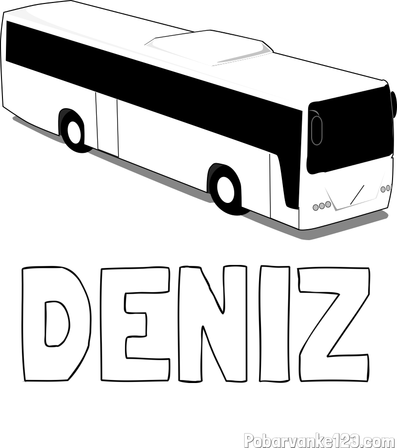 Pobarvanka imena DENIZ in pobarvanka velikega avtobusa