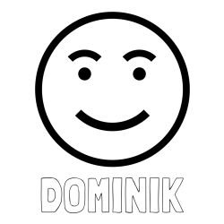 Online izdelana pobarvanka - Pobarvanka imena DOMINIK in pobarvanka nasmejanega smeška