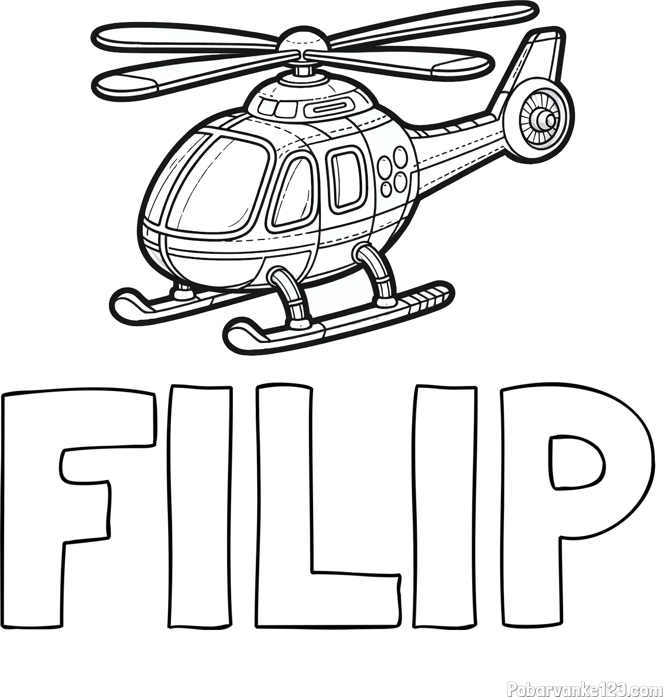 Pobarvanka imena FILIP in pobarvanka helikopterja