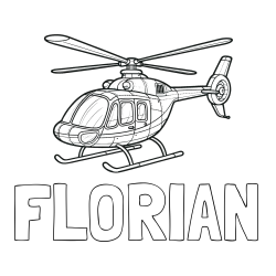 Online izdelana pobarvanka - Pobarvanka imena FLORIAN in pobarvanka sodobnega helikopterja