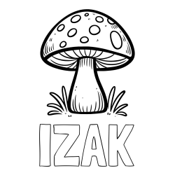 Online izdelana pobarvanka - Pobarvanka imena IZAK in pobarvanka gobe