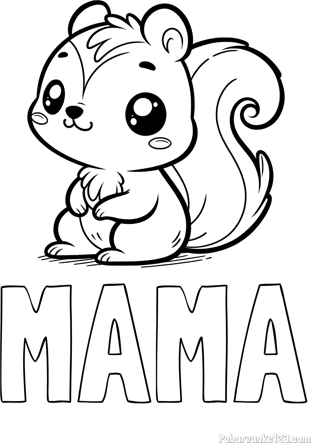 Pobarvanka imena MAMA in pobarvanka veverice