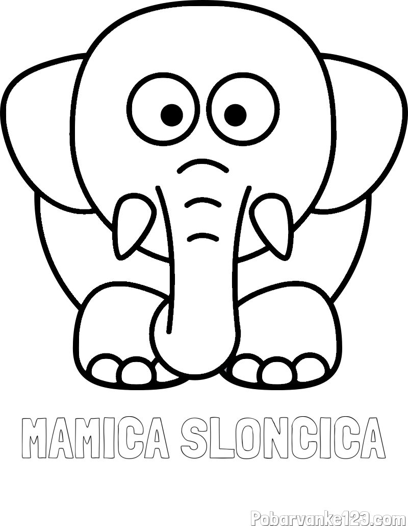 Pobarvanka imena MAMICA SLONČICA in pobarvanka slona