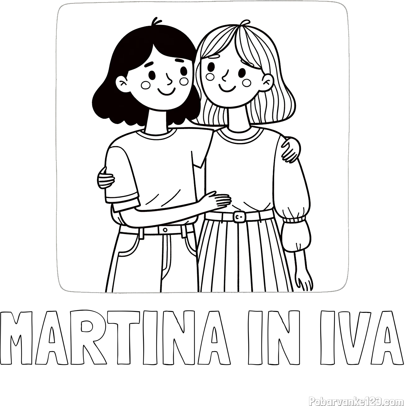 Pobarvanka imena MARTINA IN IVA in otroška pobarvanka dveh prijateljic