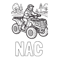 Online izdelana pobarvanka - Pobarvanka imena NAC in pobarvanka motorista na štirikolesniku