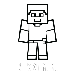 Online izdelana pobarvanka - Pobarvanka imena NIKKI M.M. in pobarvanka Minecraft figurice