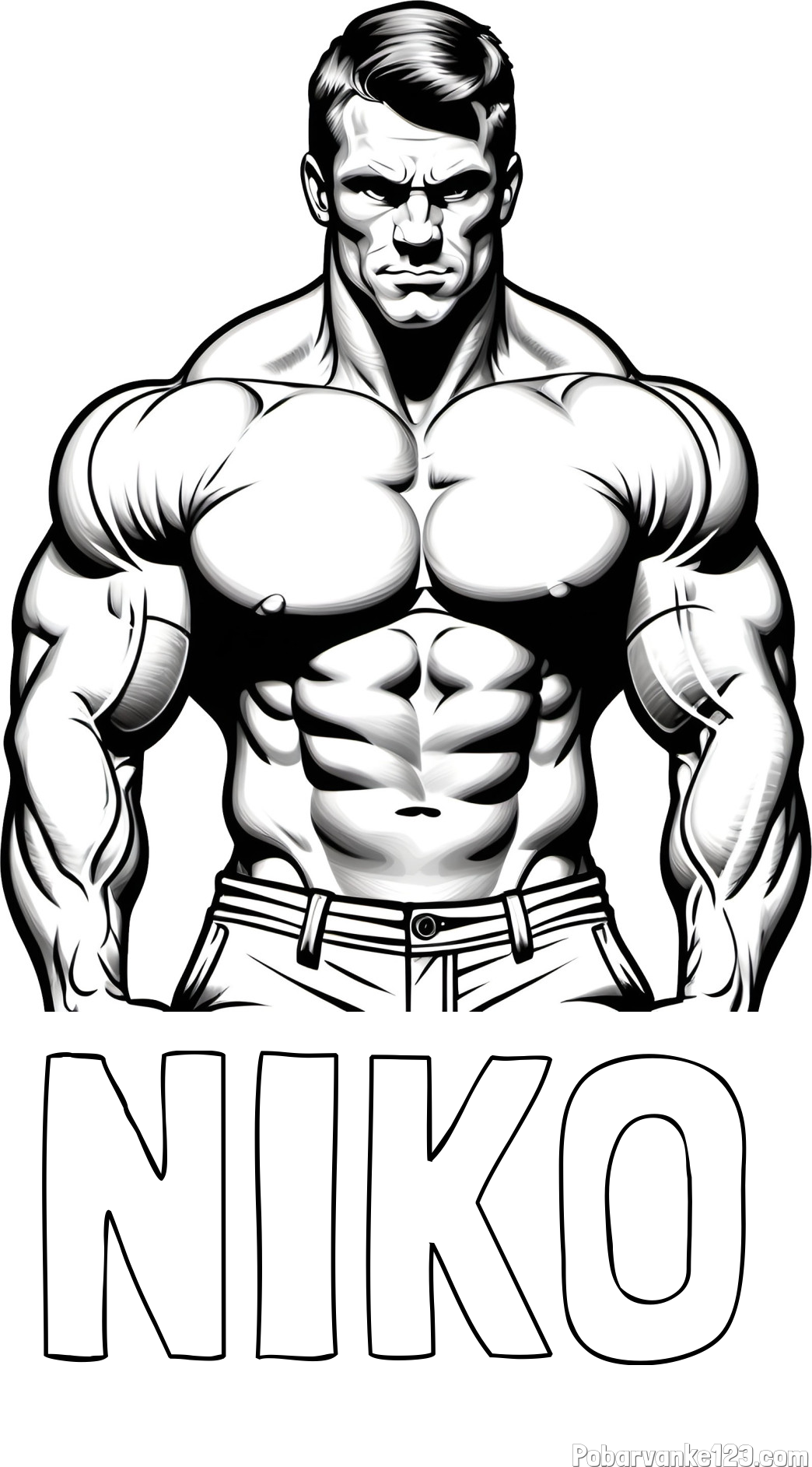 Pobarvanka imena NIKO in pobarvanka bodybuilder-ja