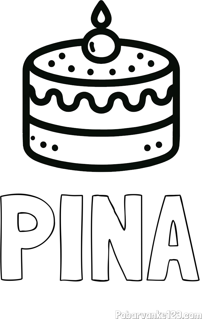 Pobarvanka imena PINA in otroška pobarvanka majhne torte