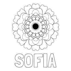 Online izdelana pobarvanka - Pobarvanka imena SOFIA in pobarvanka rože