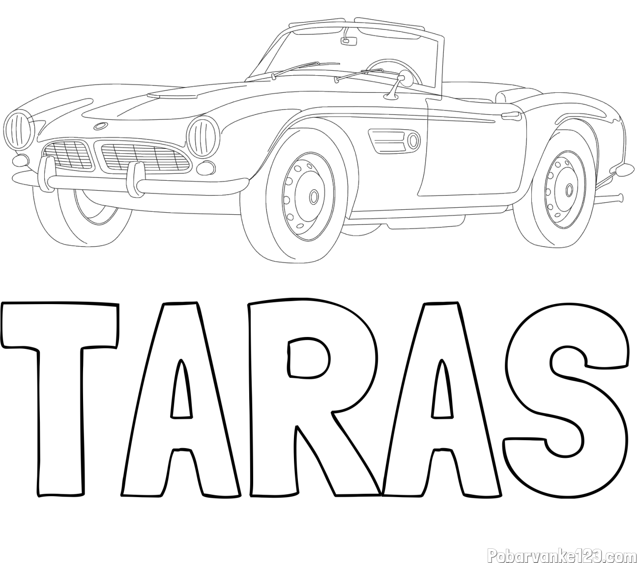 Pobarvanka imena TARAS in pobarvnaka starega BMW