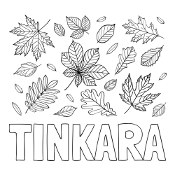Online izdelana pobarvanka - Pobarvanka imena TINKARA in pobarvanka listja