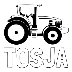 Online izdelana pobarvanka - Pobarvanka imena TOSJA in pobarvanka velikega in zmogljivega traktorja