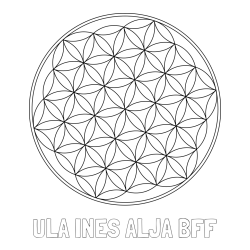 Online izdelana pobarvanka - Pobarvanka imena ULA INES ALJA BFF in mandale