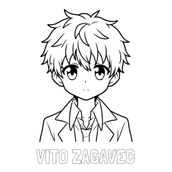 Online izdelana pobarvanka - Pobarvanka imena VITO ŽAGAVEC in pobarvanka fanta v anime slogu