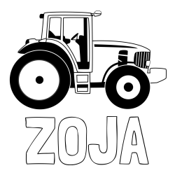 Online izdelana pobarvanka - Pobarvanka imena ZOJA in pobarvanka velikega in zmogljivega traktorja