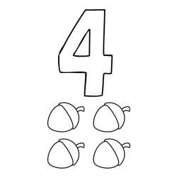 Pobarvanka števila 4 s slikovnim prikazom