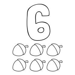 Pobarvanka števila 6 s slikovnim prikazom