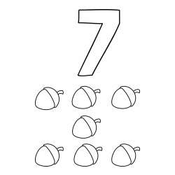 Pobarvanka števila 7 s slikovnim prikazom
