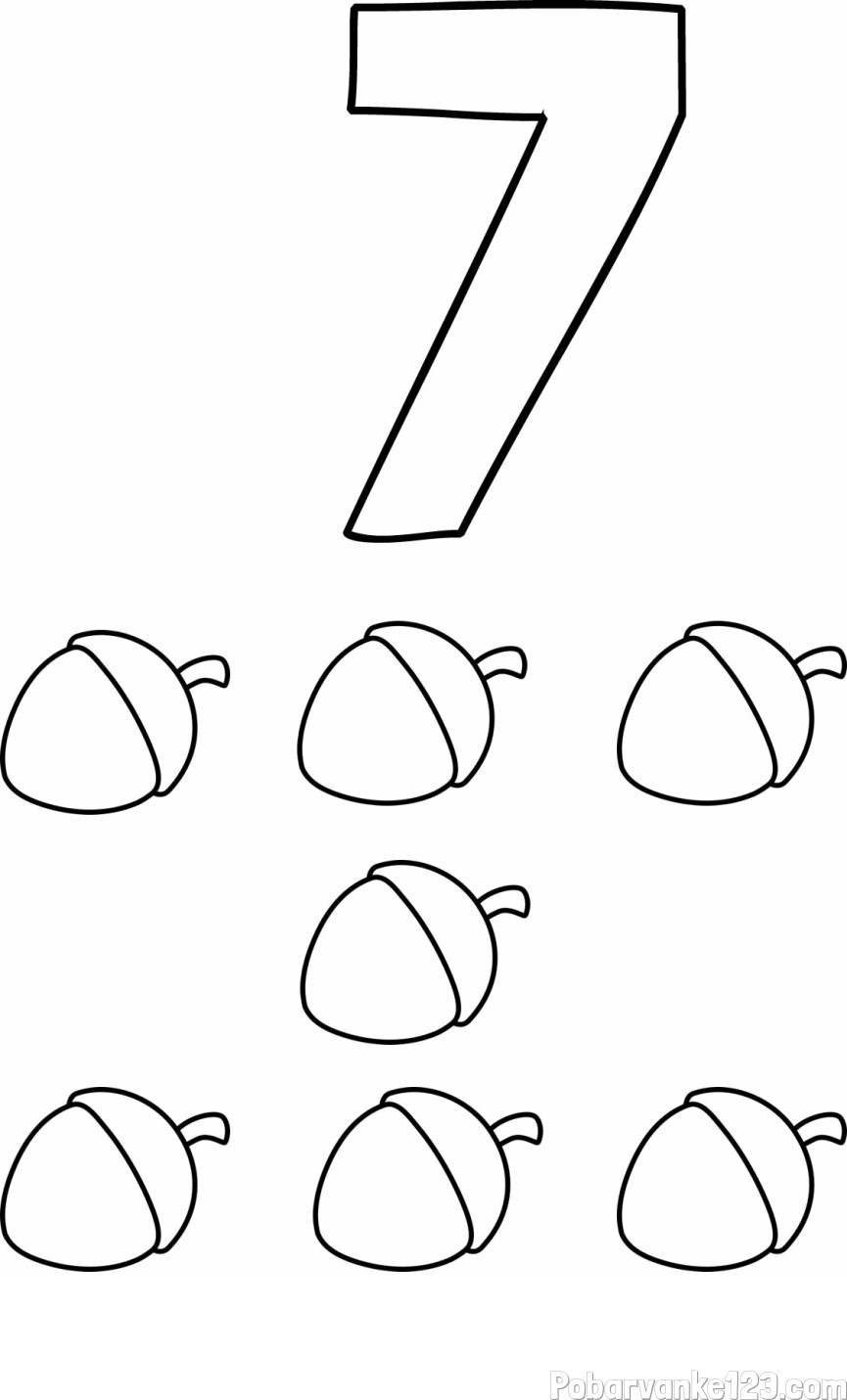 Pobarvanka števila 7 s slikovnim prikazom