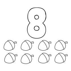 Pobarvanka števila 8 s slikovnim prikazom