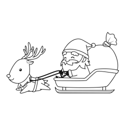 Pobarvanka Božička na saneh ter jelenčka Rudolfa