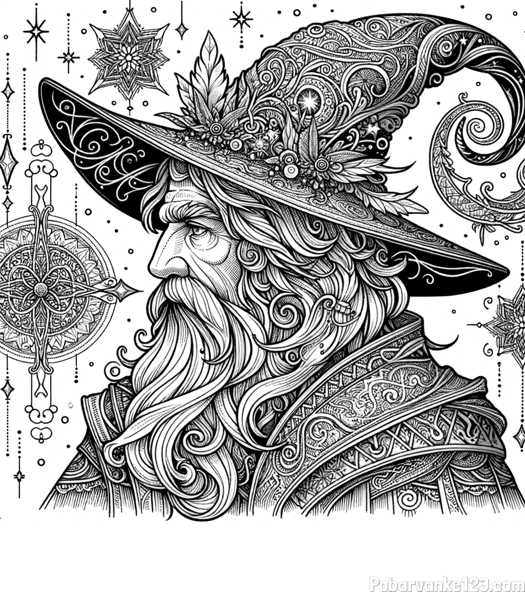 Čudovita pobarvanka čarovnika