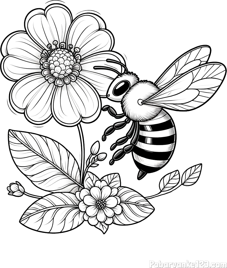 Otroška pobarvanka čebelice in rožice
