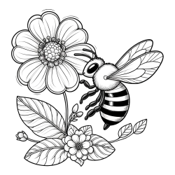 Otroška pobarvanka čebelice in rožice