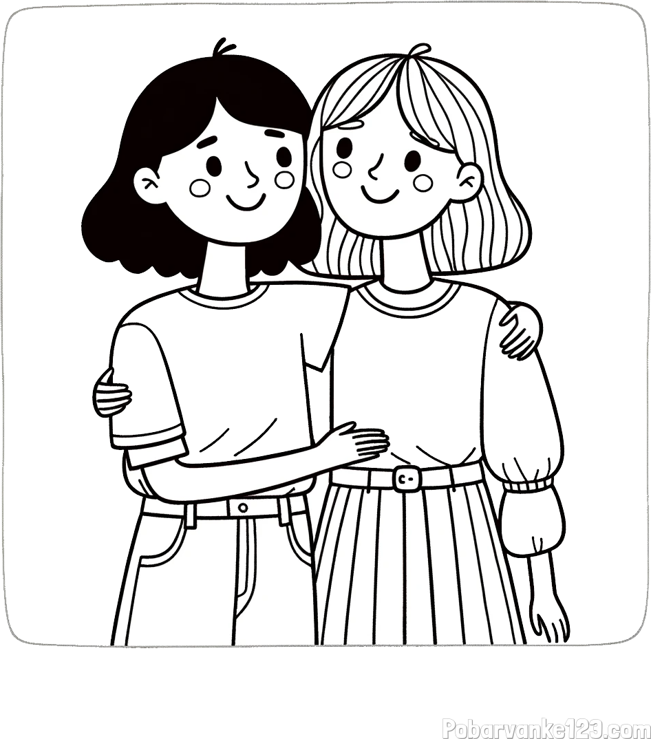 Otroška pobarvanka dveh prijateljic