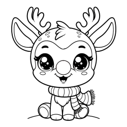 Otroška pobarvanka jelenčka Rudolfa s šalom okoli vratu
