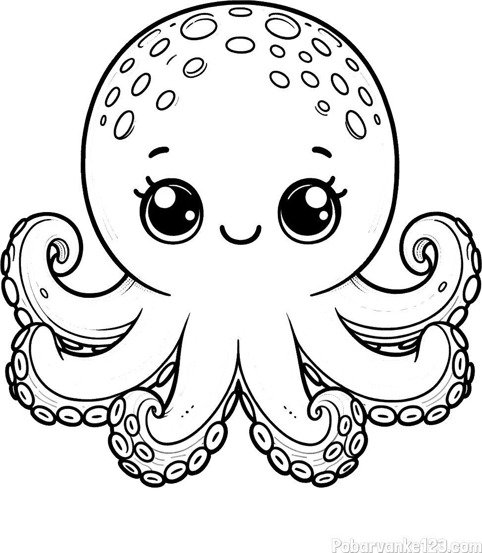 Otroška pobarvanka ljubke hobotnice