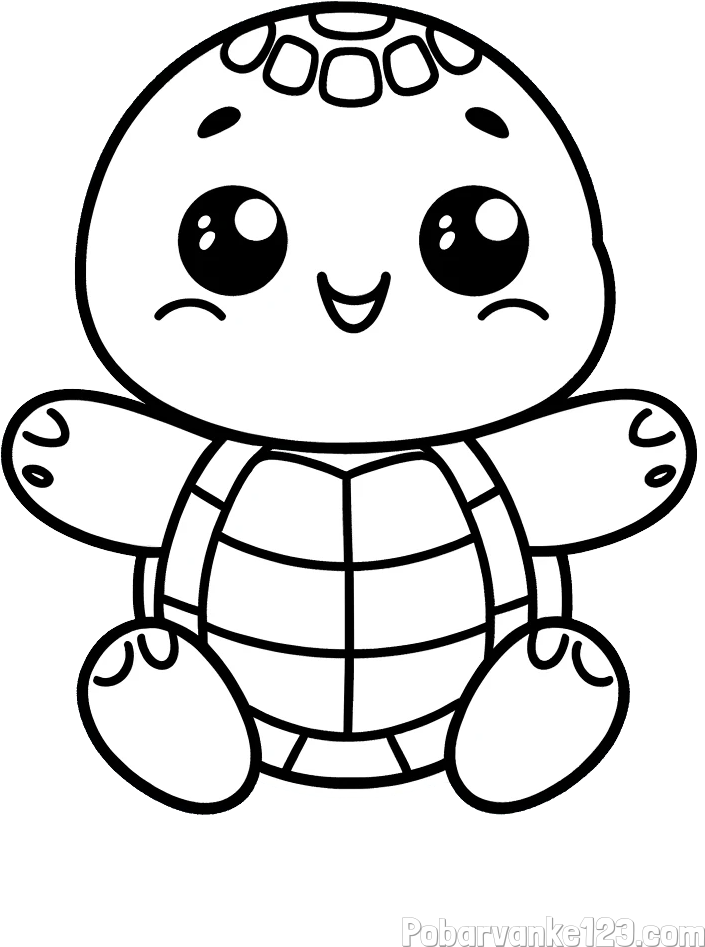 Otroška pobarvanka ljubke in nasmejane želvice