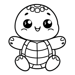 Otroška pobarvanka ljubke in nasmejane želvice