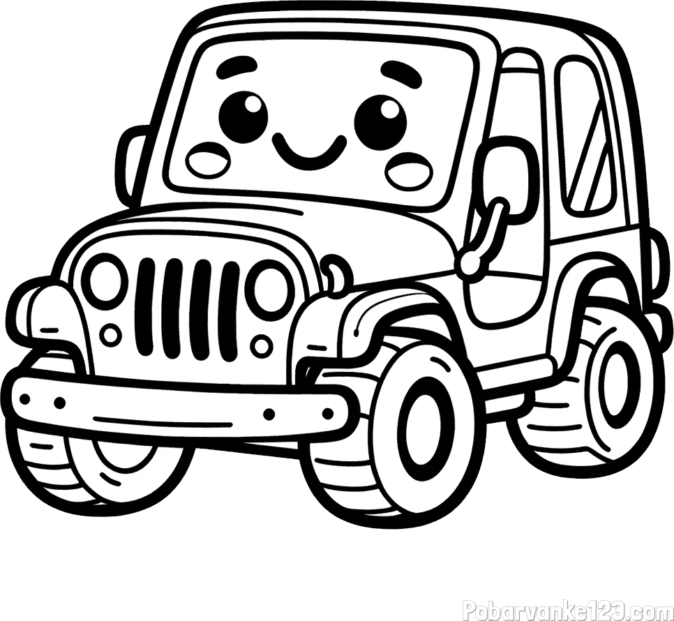 Otroška pobarvanka ljubkega džipa